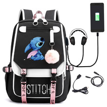 新星际宝贝stitch史迪仔史迪奇USB充电书包男女学生背包双肩背包