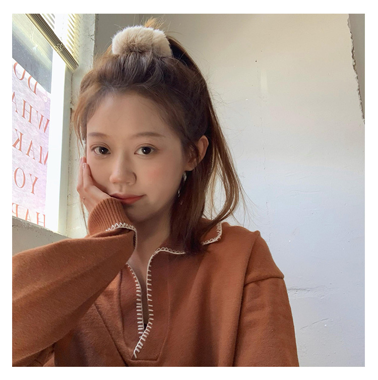 Cerchio per capelli in peluche, corda per capelli, carina, dolce, corda per la testa, semplice, tutto, fascia elastica alta_voghion.com