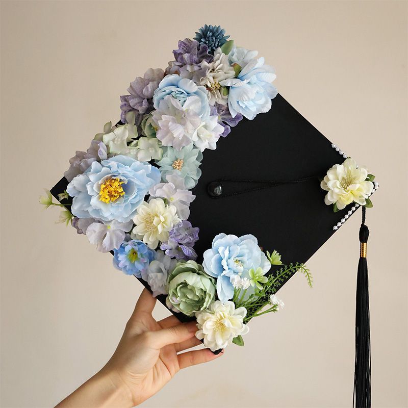 毕业季学士帽仿真簪花大学生硕士国风毕业典礼礼物拍照-阿里巴巴