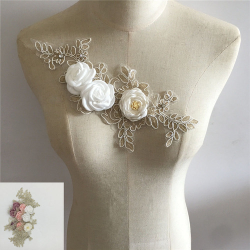 Three-dimensional decorative polyester hollow lace flower embroidery collar flower DIY sewing mesh lace collar clothing accessories