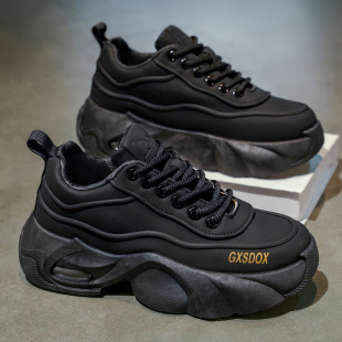 2024 Spring and Autumn New Leather versatile Trendy Men's Fashion Fashion Sports and Casual Thick Sole Men's Shoes Non-slip Wear-resistant Men's Shoes