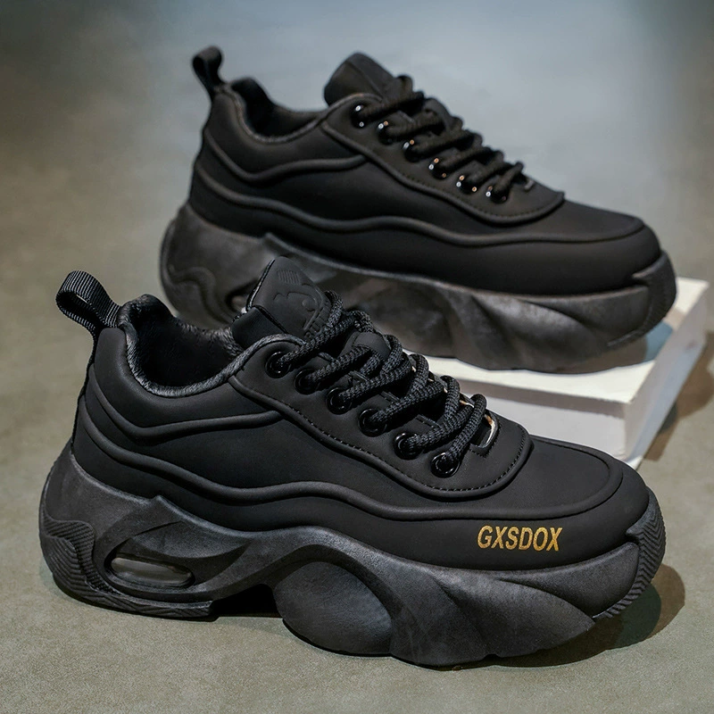 2024 весна и осень новая кожаная лапша дикая модная мода модная мода спортивная повседневная мужская обувь на толстой подошве нескользящая и износостойкая мужская обувь