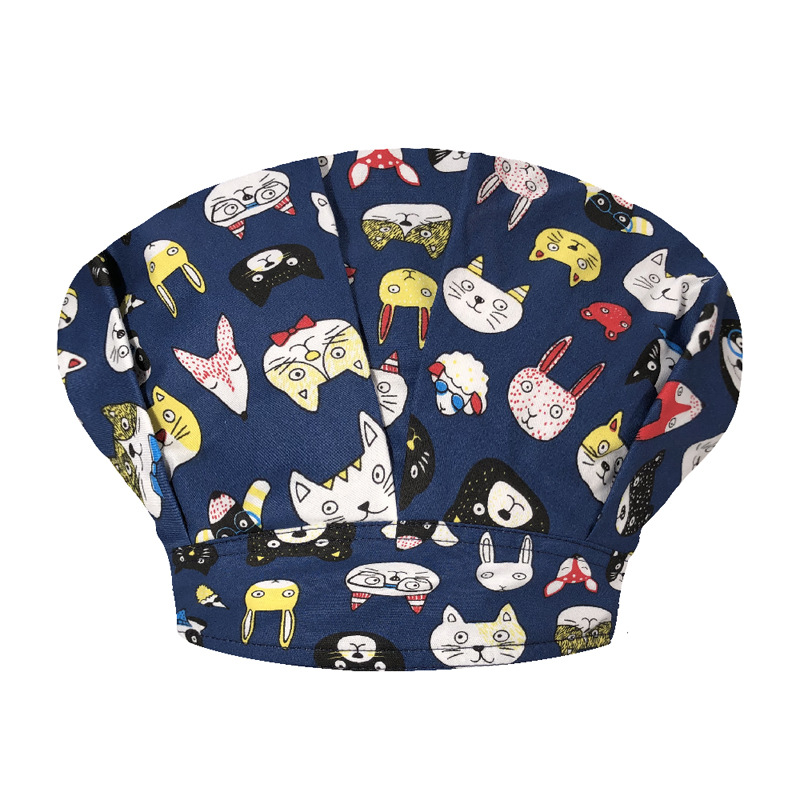 Tapa de operación directa de fábrica impresión femenina pequeño animal lindo sombrero de enfermera algodón salón de belleza odontología oral sombrero