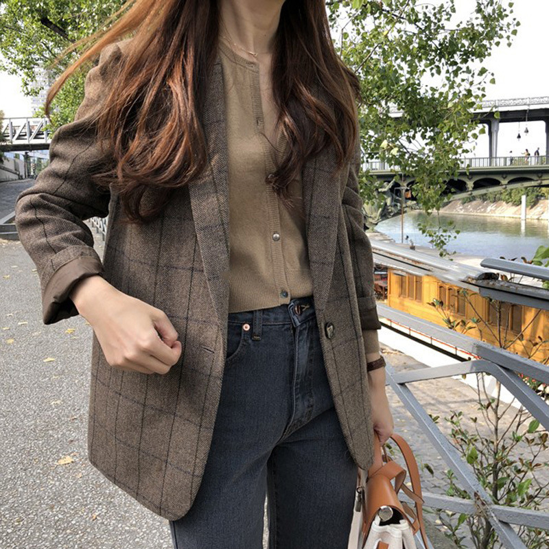 2025 Spring and Summer New Korean Style Suit Slim Fit Versatile Long Sleeve Suit Women's Jacket Casual and Fashionable 2025 Spring and Summer New Korean Style Suit Slim Fit Versatile Long Sleeve Suit Women's Jacket Casual and Fashionable