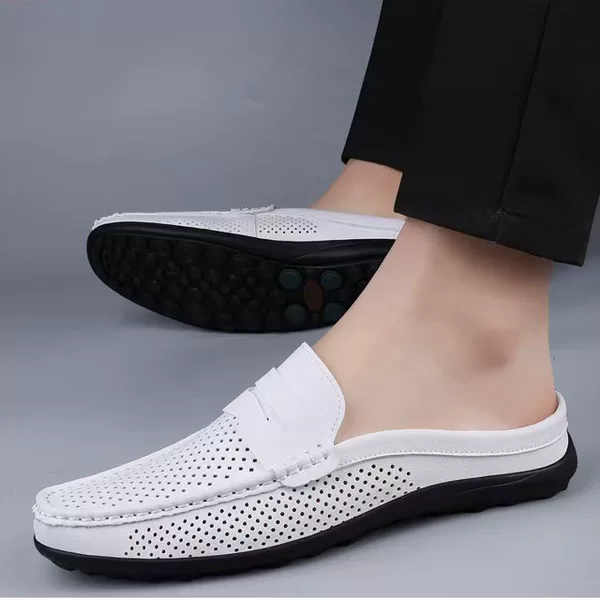 Cross-Border Large Size Slip-On Casual Shoes, Hollow Leather Shoes, Loafers, Men's Driving Shoes, Breathable Men's Shoes, Slip-On Loafers