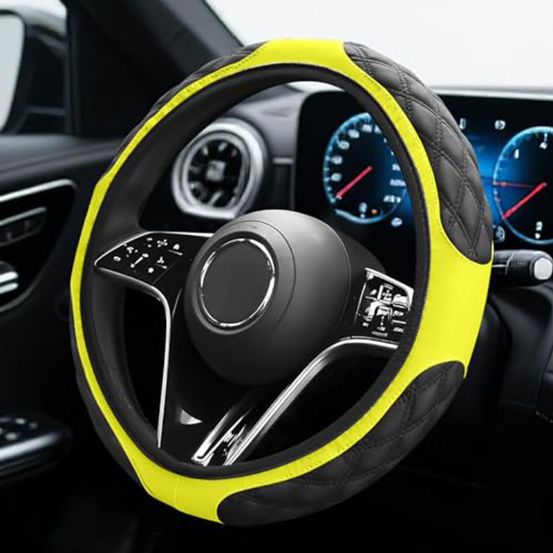 Car Steering Wheel Cover with Quilted Embroidery and Leather Stitching, No Inner Ring, Suitable for All Seasons, Cross-Border Hot-Selling Car Interior Accessories Wholesale