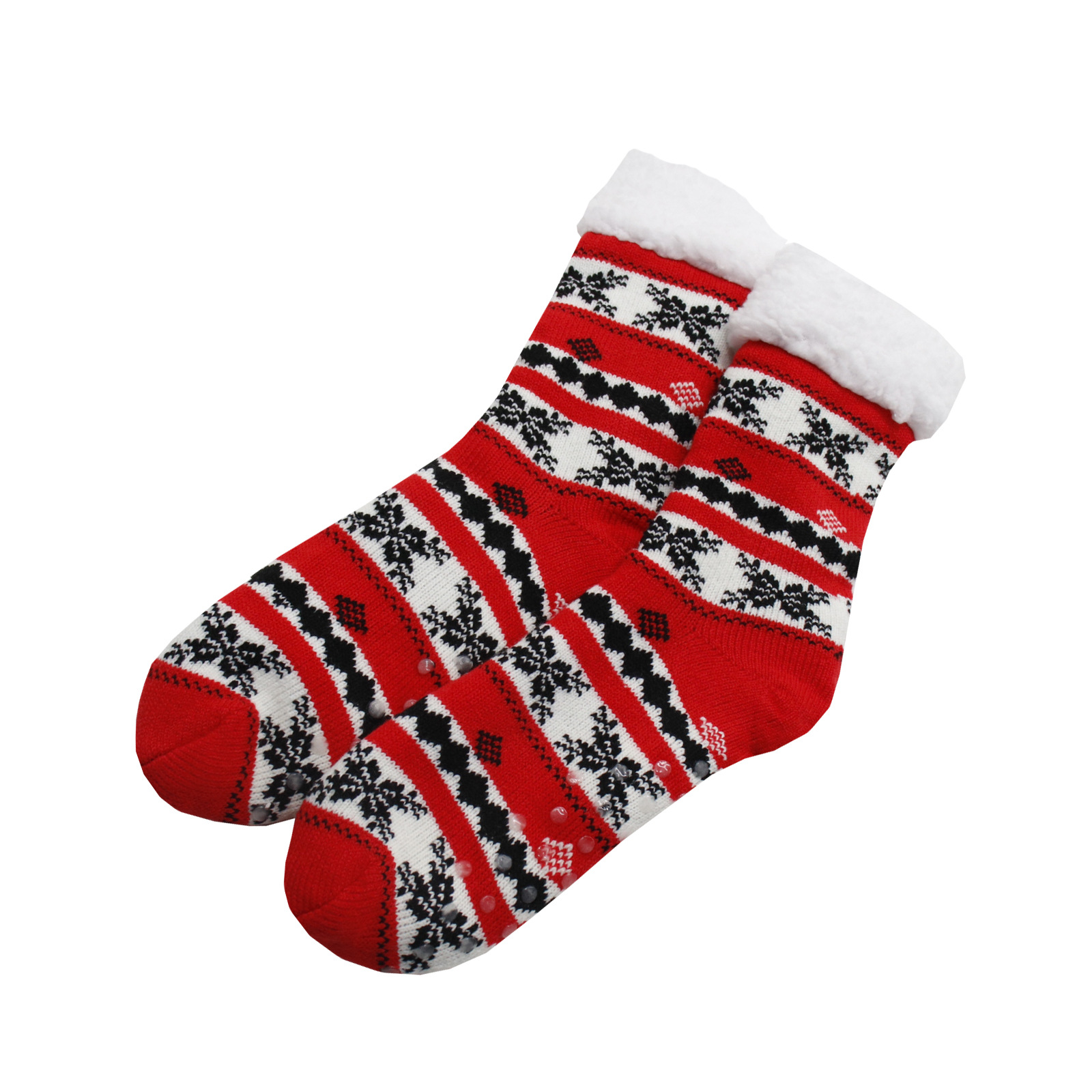 검은색 눈꽃 마름모 롱 플로어 삭스