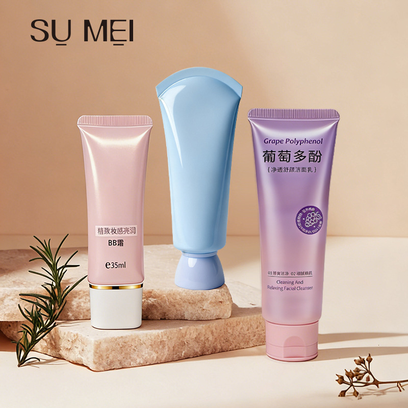 Customized Facial Cleanser Soft Tube, Cosmetic Empty Tube Packaging, Hand Cream Soft Tube, Ultra-Flat Tube, Squeeze Py Packaging Material