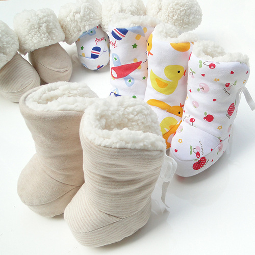 Autumn/Winter New Thick Cotton Baby Shoes, Warm Shoes with Fleece Lining, Stylish and Cute Baby Walking Shoes