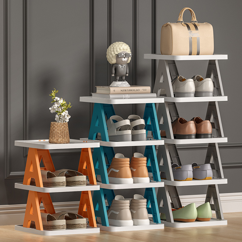 Zapatero simple multi-capa ahorro de espacio entrada del Hogar entrada pequeño zapato almacenamiento rack dormitorio plástico plegable zapato gabinete