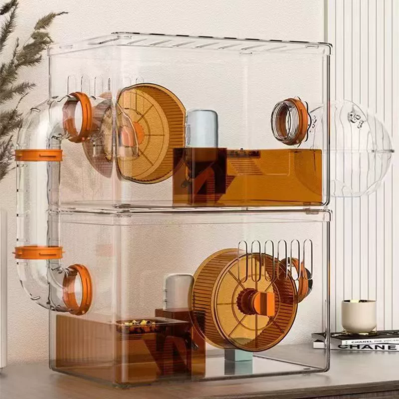 Клетка хомяка роскошная вилла Прозрачный акриловый золотой медведь голландская свинья двухъярусная многослойная комбинированная поставка хомяка