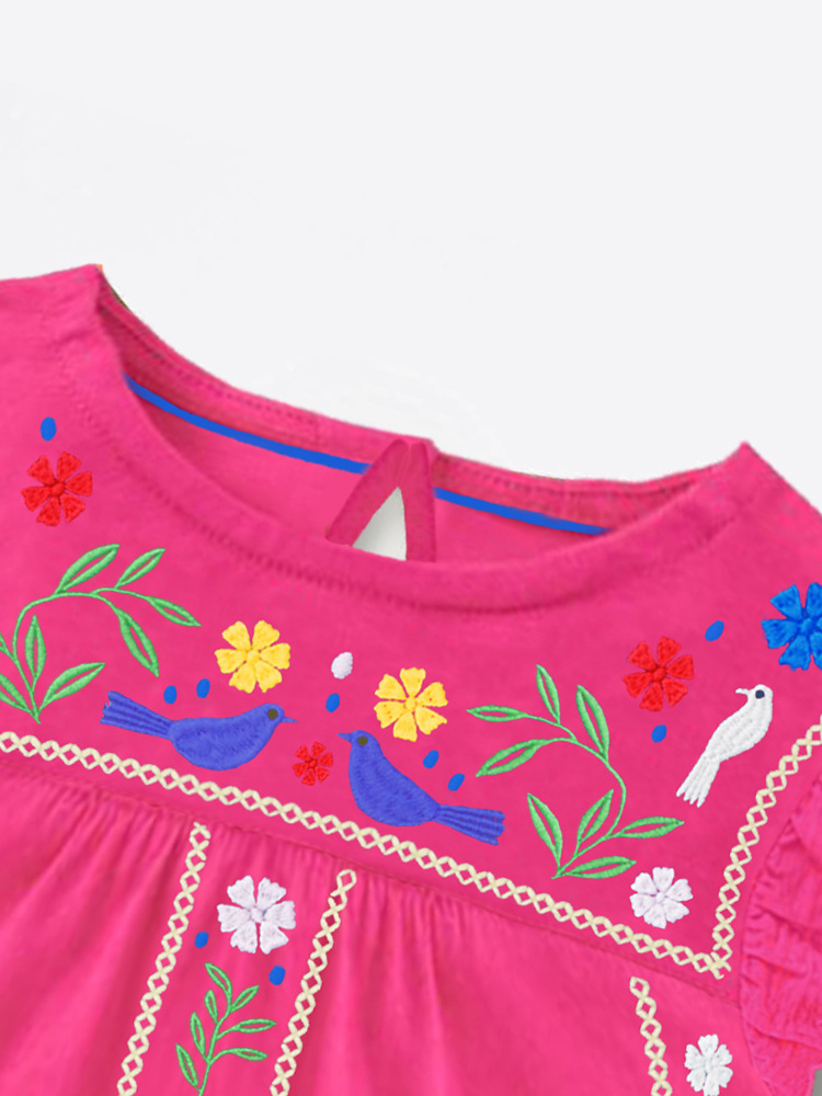 Vestido de verano de niñas, nuevo estilo europeo y americano, vestido de princesa de cuello redondo para niños, vestido casual para niños