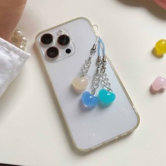 Jelly Heart Phone Charm Cute Sweet Healing Girly Bead Pendant Gukaguben Chain Cross-border