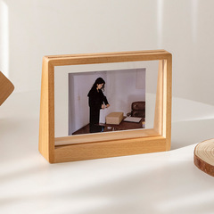 Simple wooden photo frame with a minimalist design, suitable for desks, 6-inch and 8-inch sizes, for couples to print photos, children's paintings, framing albums, group photos, logo engraving.