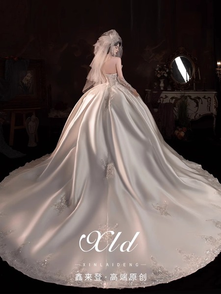 "Twilight Mirror" wedding dress 2025 new high-end satin tube top…
