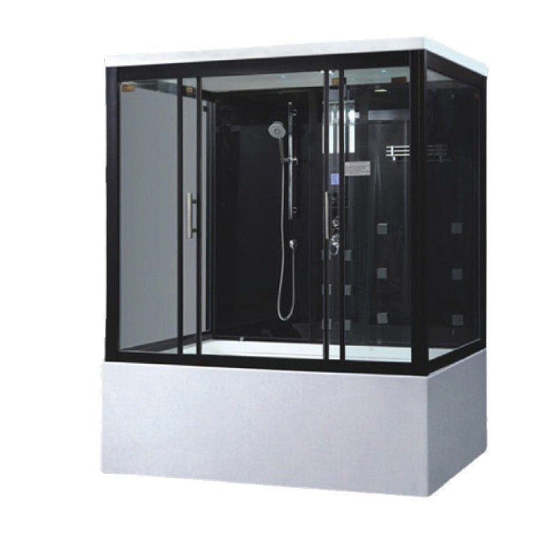 Ducha con bañera sala de vapor húmeda integrada sala de vapor de vidrio negro doble cuarto de ducha baño Baño