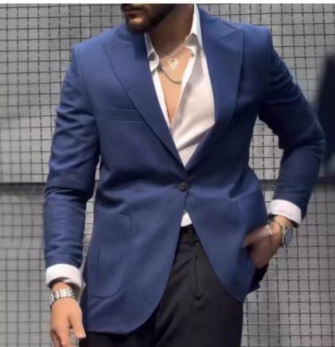 Nuevo comercio exterior transfronterizo primavera y otoño impresión digital reticular hombre traje casual traje casual chaqueta