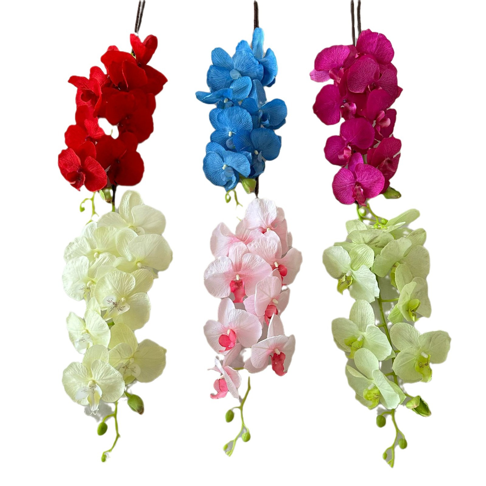 Los fabricantes suministran flores secas simuladas en la sala de estar, flores de jarrón, tela de pelo de ocho cabezas, plantas de simulación de Phalaenopsis, adornos de flores secas