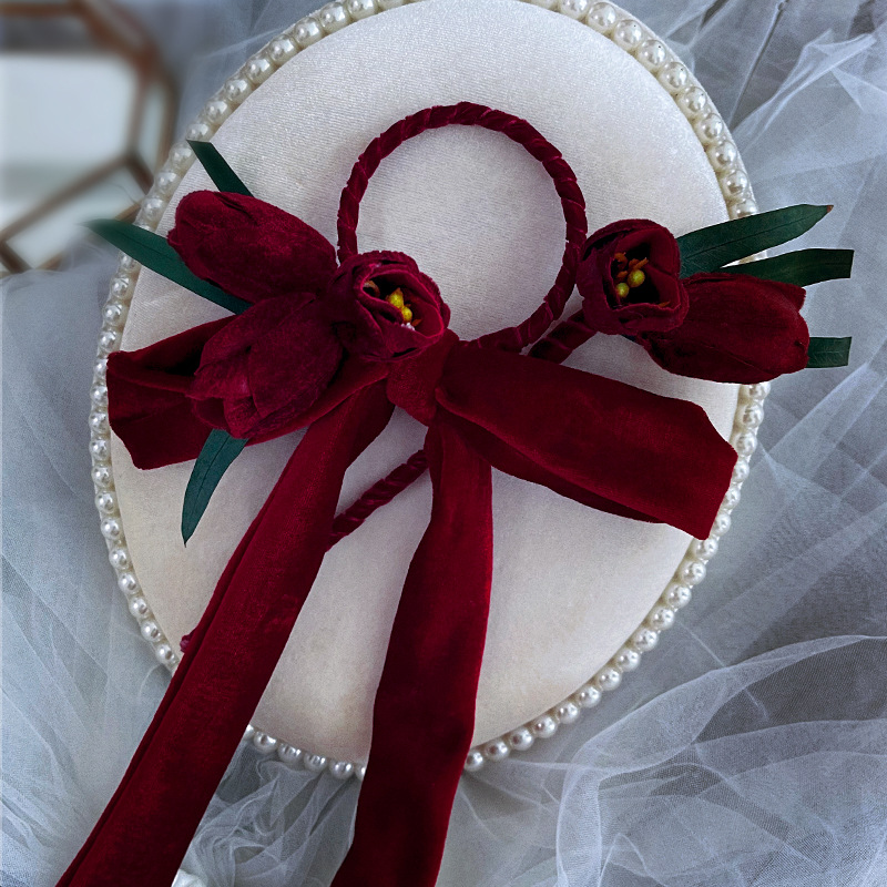 Korean bridal headdress new Korean red velvet hair hairpin wedding toast clothing hair accessories wholesale