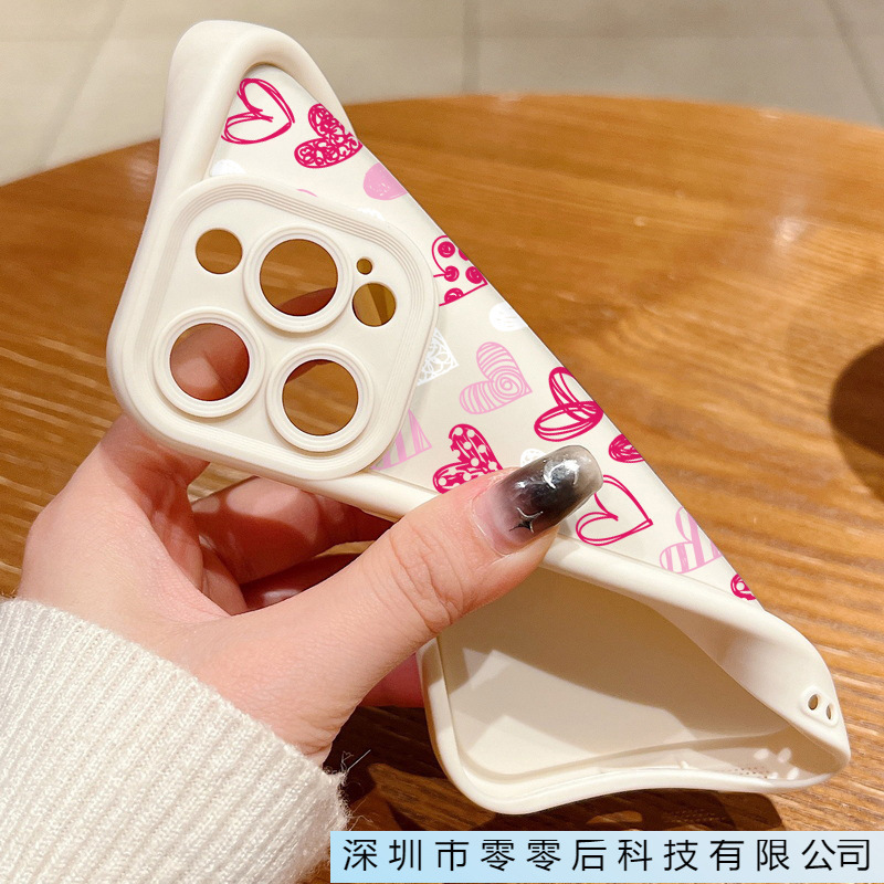 跨境粉红爱心适用于iPhone15手机壳16PROMAX天眼苹果13防摔保护套
