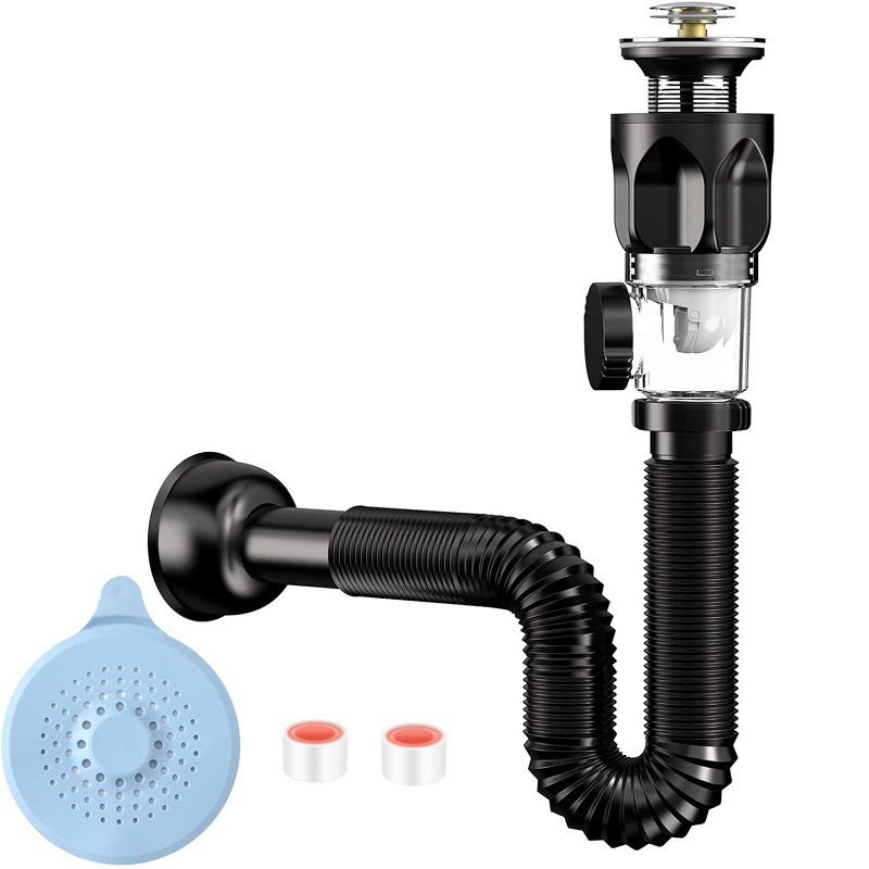 Kit de drenaje de fregadero transfronterizo de baño con cubierta de rebote transversal y vertical de drenaje integrado accesorios de lavabo antiodor