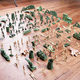儿童军事基地沙盘兵人套装模型玩具 二战小兵人士兵战争模型