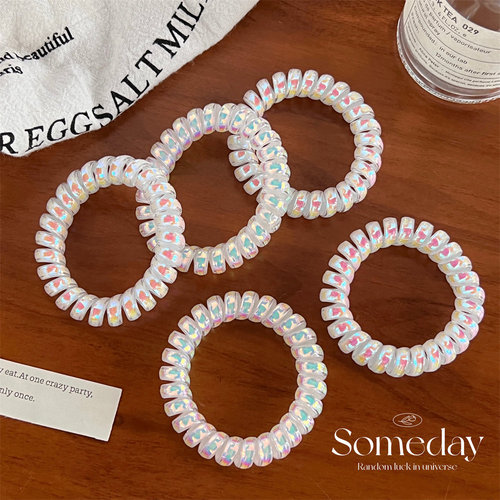 Korean ins cute mermaid color phone cord hair band girl heart dream rubber band transparent laser headband