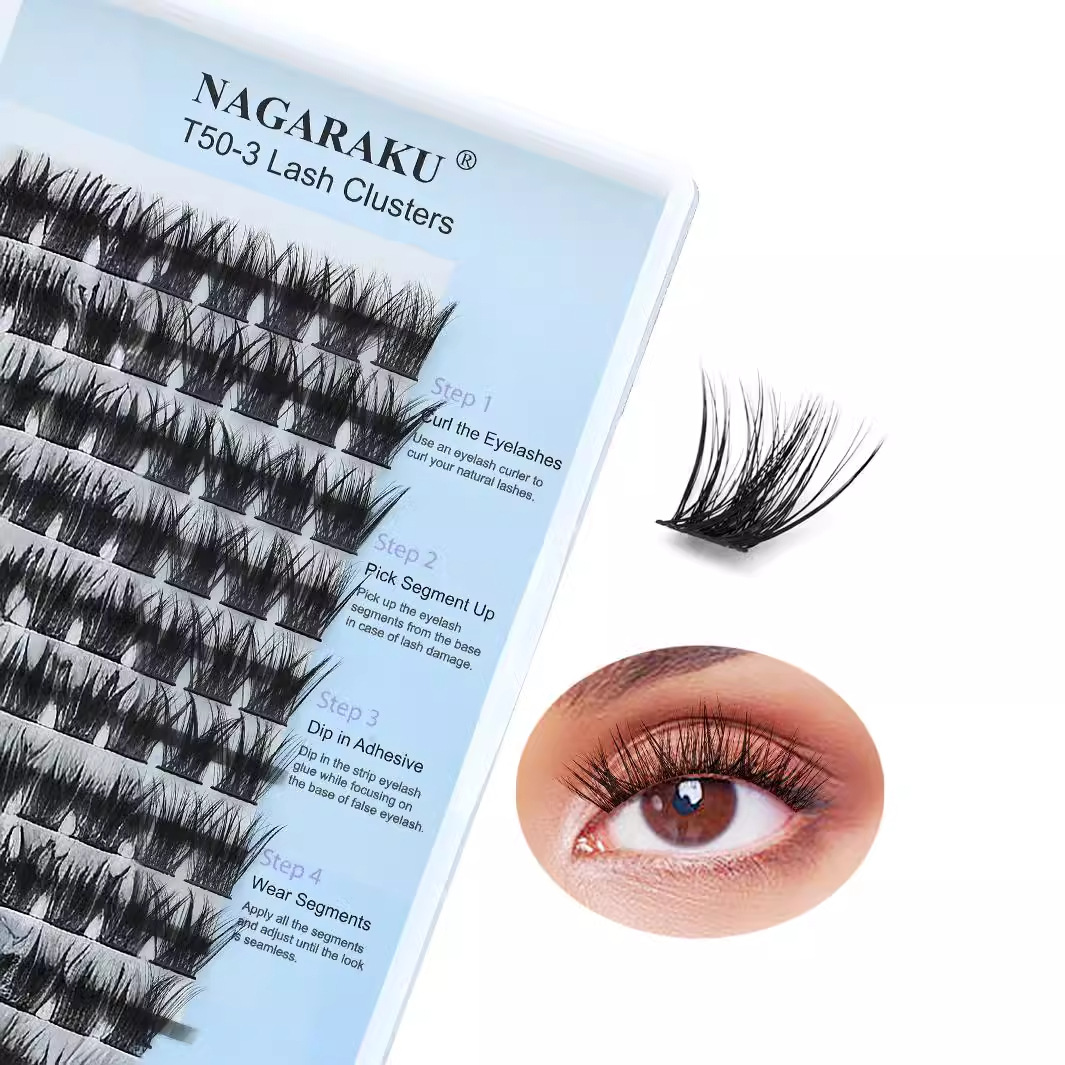 NAGARAKU T50 - 3 vello denso estilo europeo y americano de largura segmentación un solo racimo autoinjerto pestañas falsas