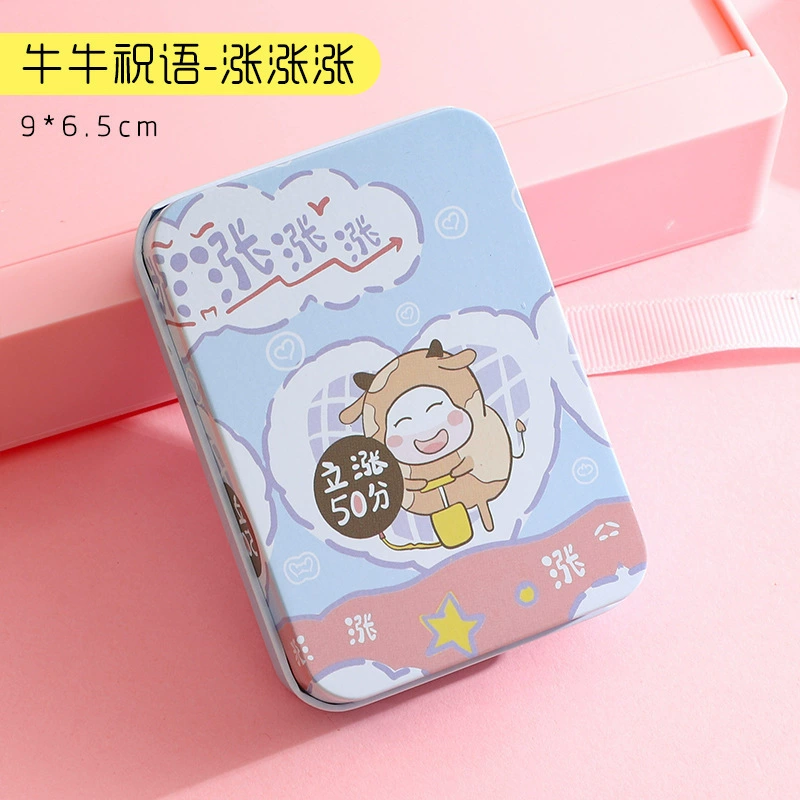 Rectangular metal tin storage box, postcard size, multiple designs, 9×6.5×2.4 cm