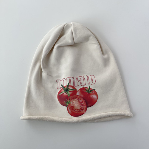 Tomato and Broccoli Fun Rolled Brim Pile Hat Women's Spring and Autumn Thin Cool Cap Y2K Millennium Headwear Hat Men