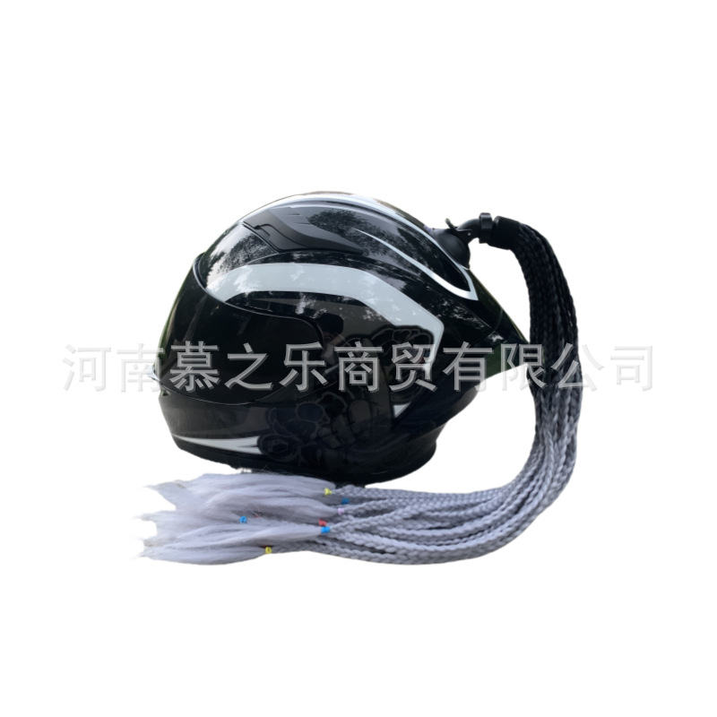 Helmet Decoration Braids with Suction Cup Ponytail Motorcycle Helmet