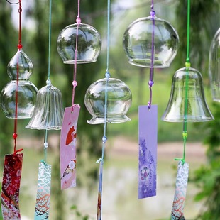 Wishing Wind Bell Hanging Decoration Wind Bell Cherry Blossom Glass Transparent Hanging Scenic Spot Scene Layout Wind Bell Student DIY Hand