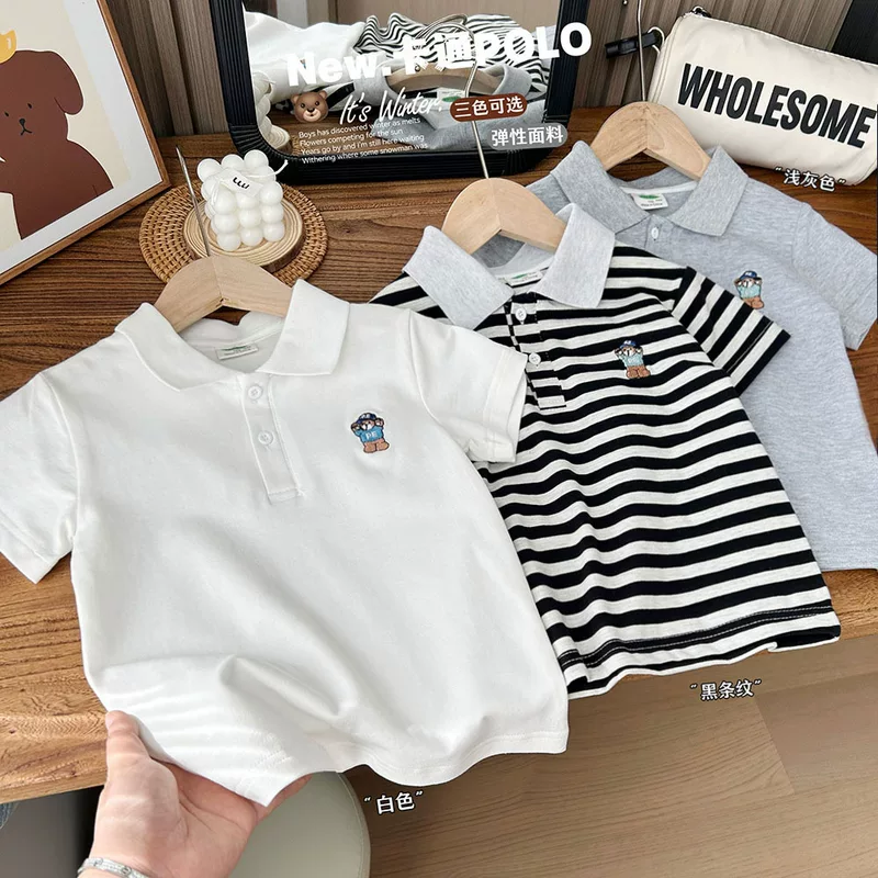 Дышащая детская polo-поло, летняя одежда, форма для мальчиков, эластичная футболка с коротким рукавом