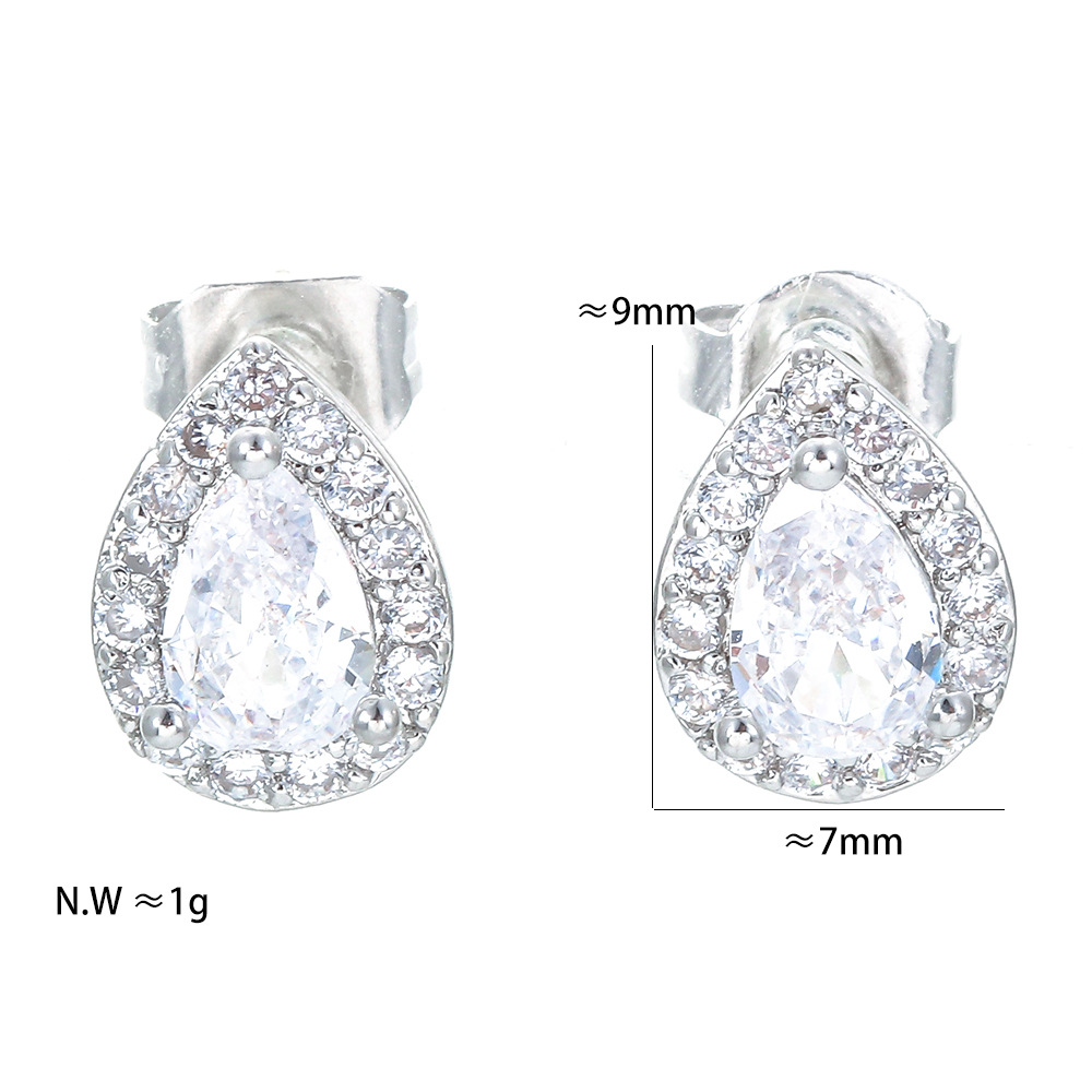 Copper Material Water Droplets Pattern Unisex Gender Plating Design Fashion Water Droplets Copper Plating Zircon Ear Studs 1 Pair