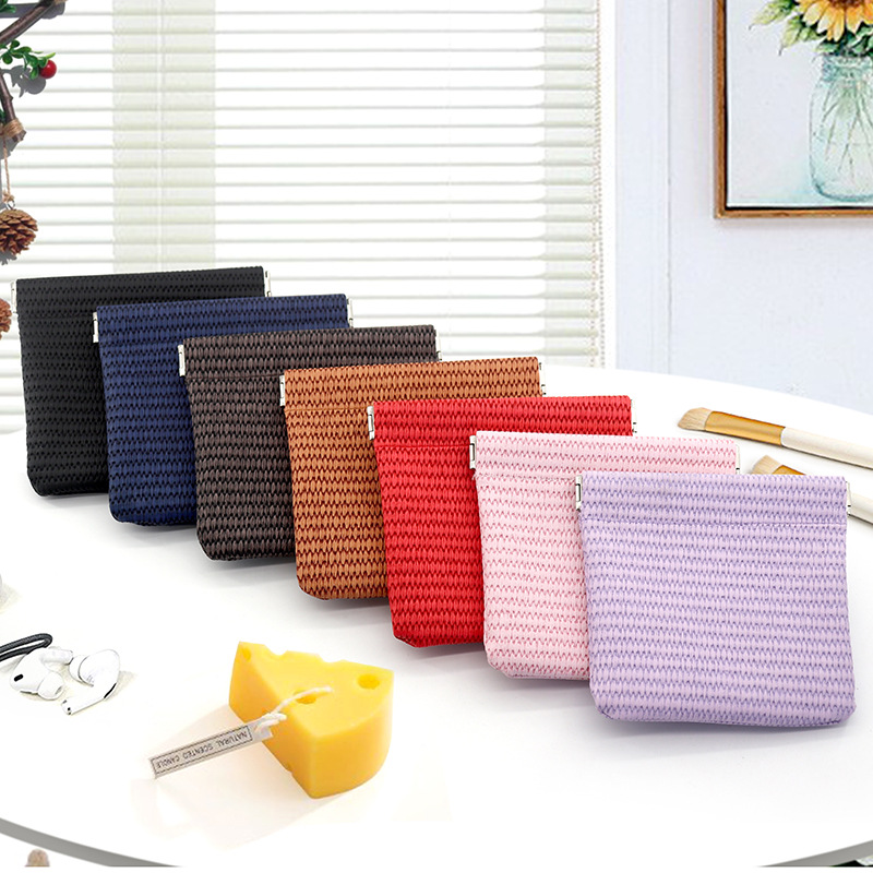 Bolsa de almacenamiento de metralla de cierre automático, bolsa de almacenamiento de monedero portátil, bolsa de cosméticos de viaje, sobre rojo