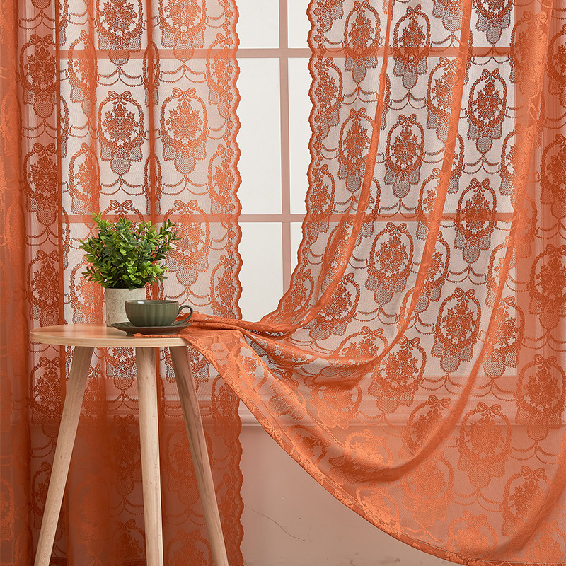 French Style Blackout Lace Curtains With Rod Pocket, Elegant_voghion.com