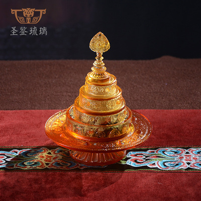 Manza plate Colored glaze Worship Supplies Decoration Temple Shrine household decorate Carved Tantra Artifact