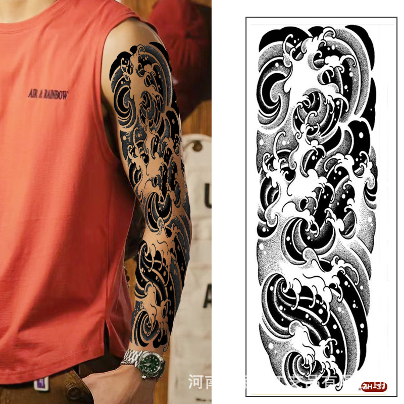 Calcomanías de tatuaje semipermanentes de brazo completo para hombres y mujeres brazo imagen grande jugo de planta no puede lavar las pegatinas de tótem de tatuaje