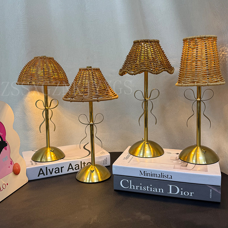 Retro vidina trenzada lámpara de escritorio de arco inalámbrico recargable dormitorio de cabecera de la cama luces de atmósfera para luces LED transfronterizas image 3