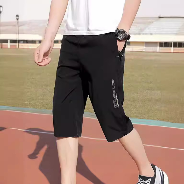 Casual Pants Men's Running Sports Shorts Summer Men's 7 Capri Pants Medium Pants Beach Pants Ice Silk Quick-drying Loose
