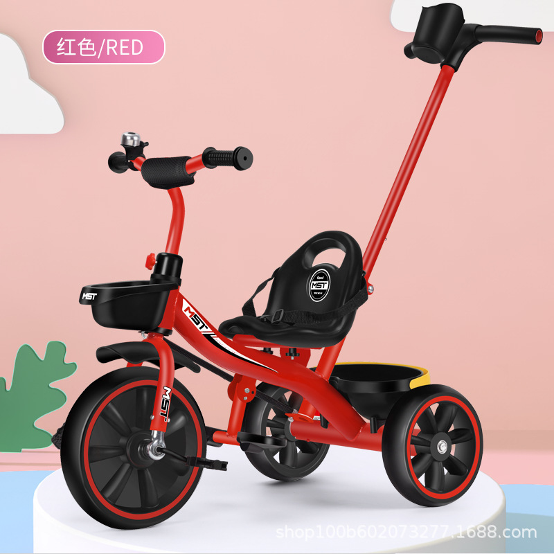 Triciclo de Empuje Infantil 1-3-6 Años de Tubo de Acero con Pedales para Niños