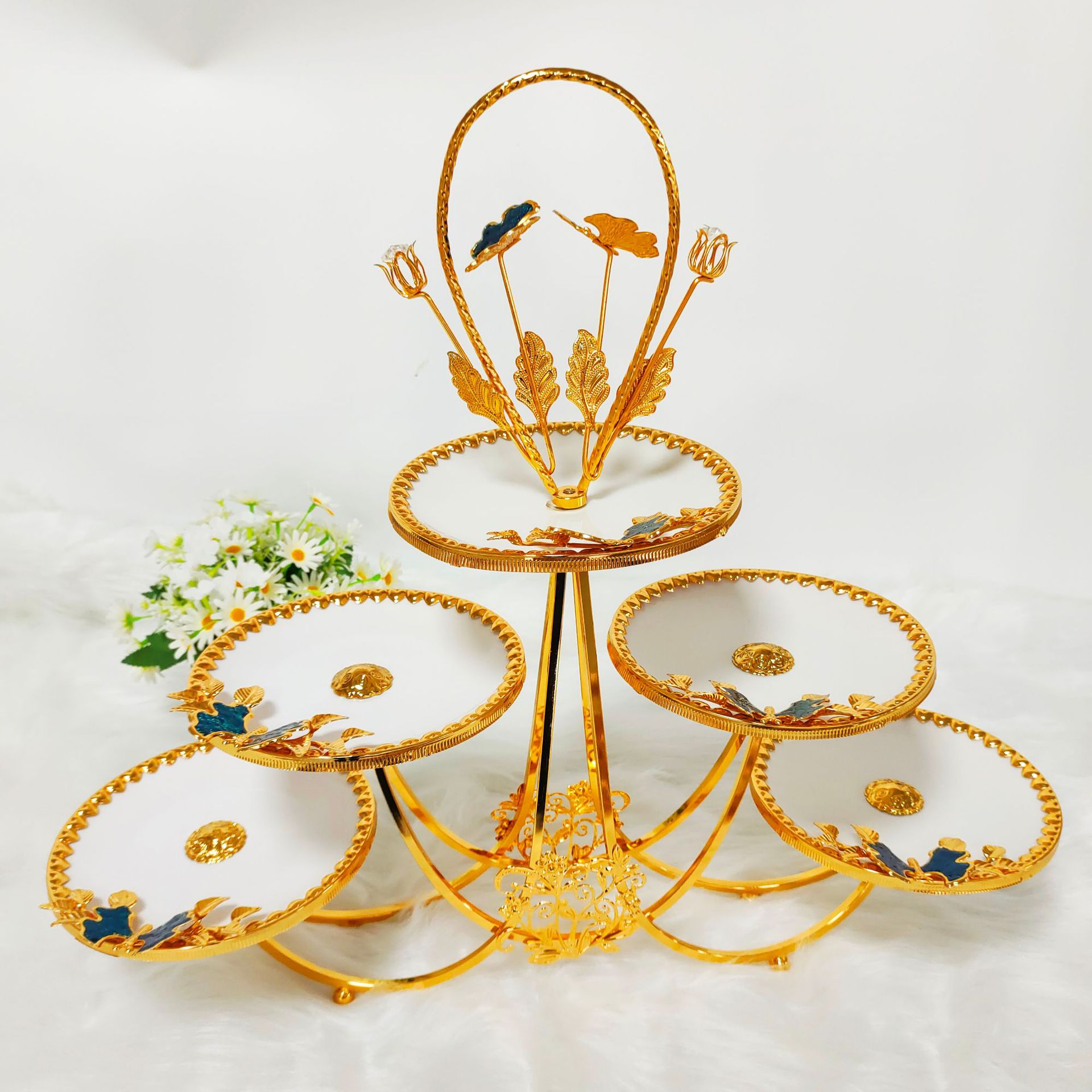 다섯 머리 나비 세라믹 과일 접시