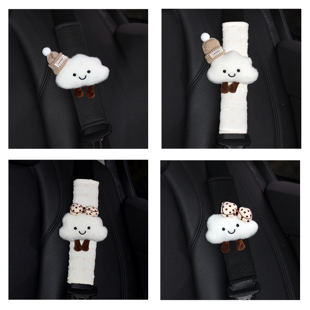 Cute Cloud-Shaped Car Seatbelt Shoulder Pad, Car Seatbelt Decoration Accessory, Anti-Wear Clothing, Suitable for All Seasons, for Women