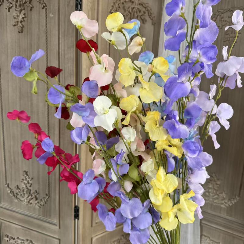 Pea Flower Home Decoration Flower Wedding Artificial Flower Scene Arrangement Flower Arrangement High-Rise Shopping Mall Display Fake Flower Landscaping