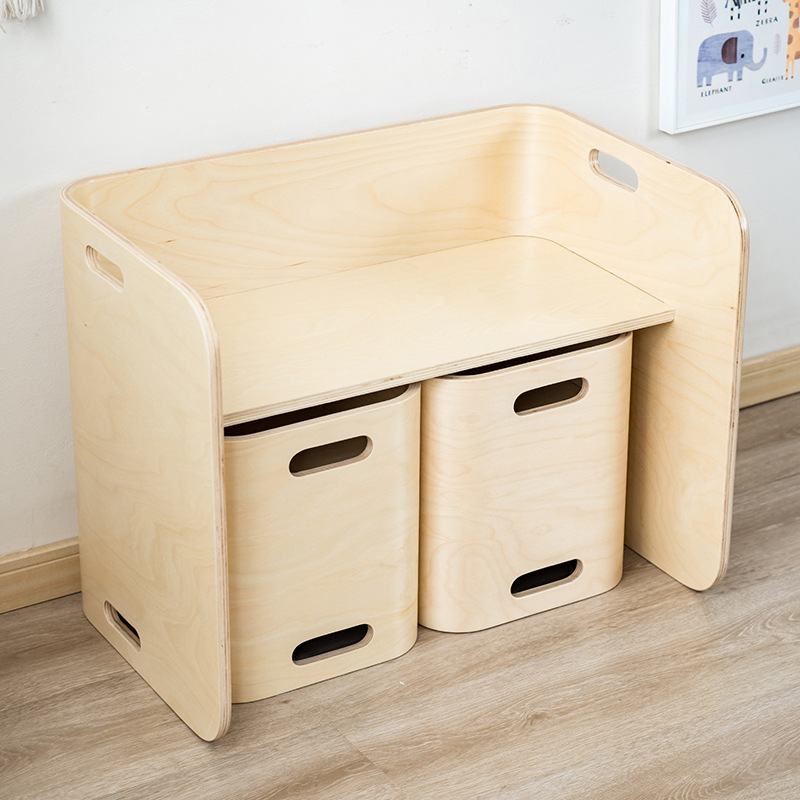 U-Shaped Children's Versatile Writing Desk and Chair Set, Kindergarten Handmade Solid Wood Table, Study Desk, Japanese-Style Game Table