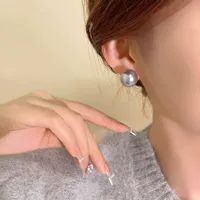 Silver-gray earrings from pearl, silver 999 sample