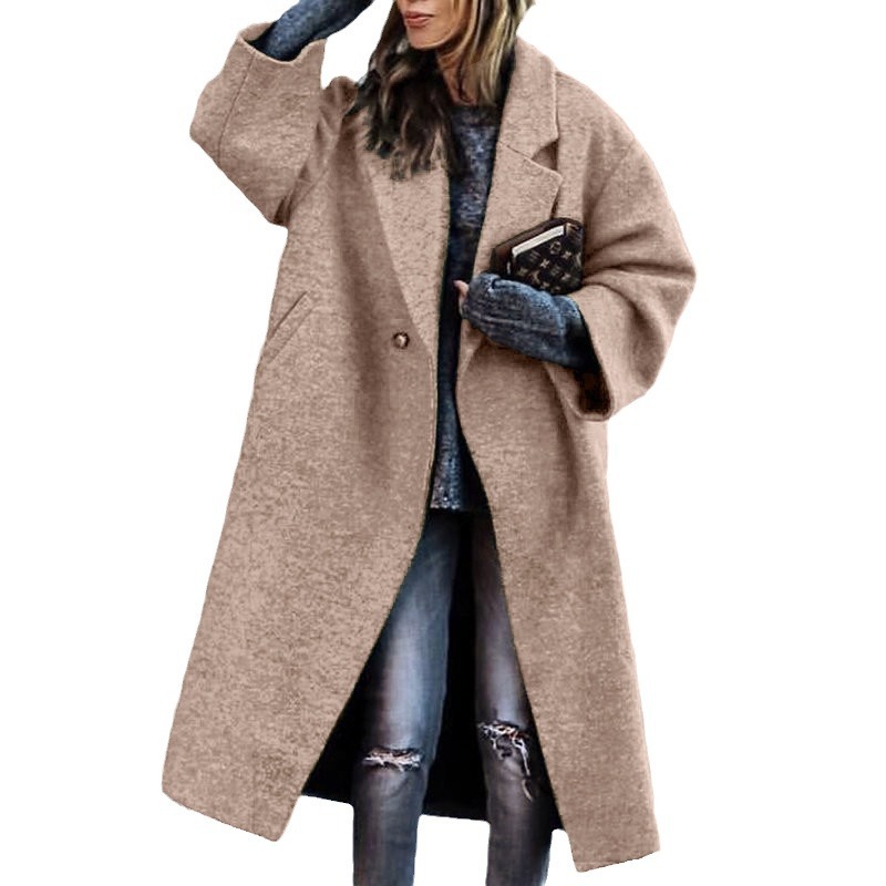 Abrigo Largo de Lana para Mujer con Solapa para Invierno