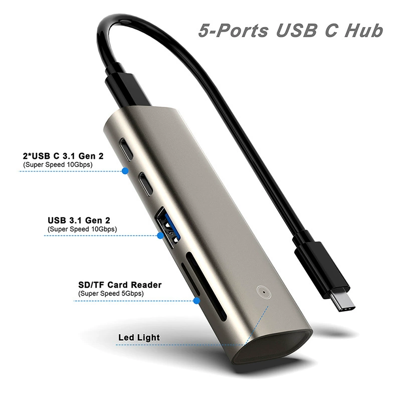 Шесть в одном удлинитель Type-C док USB3.1 Gen2 (10Gbps) USB HUB хаб производитель