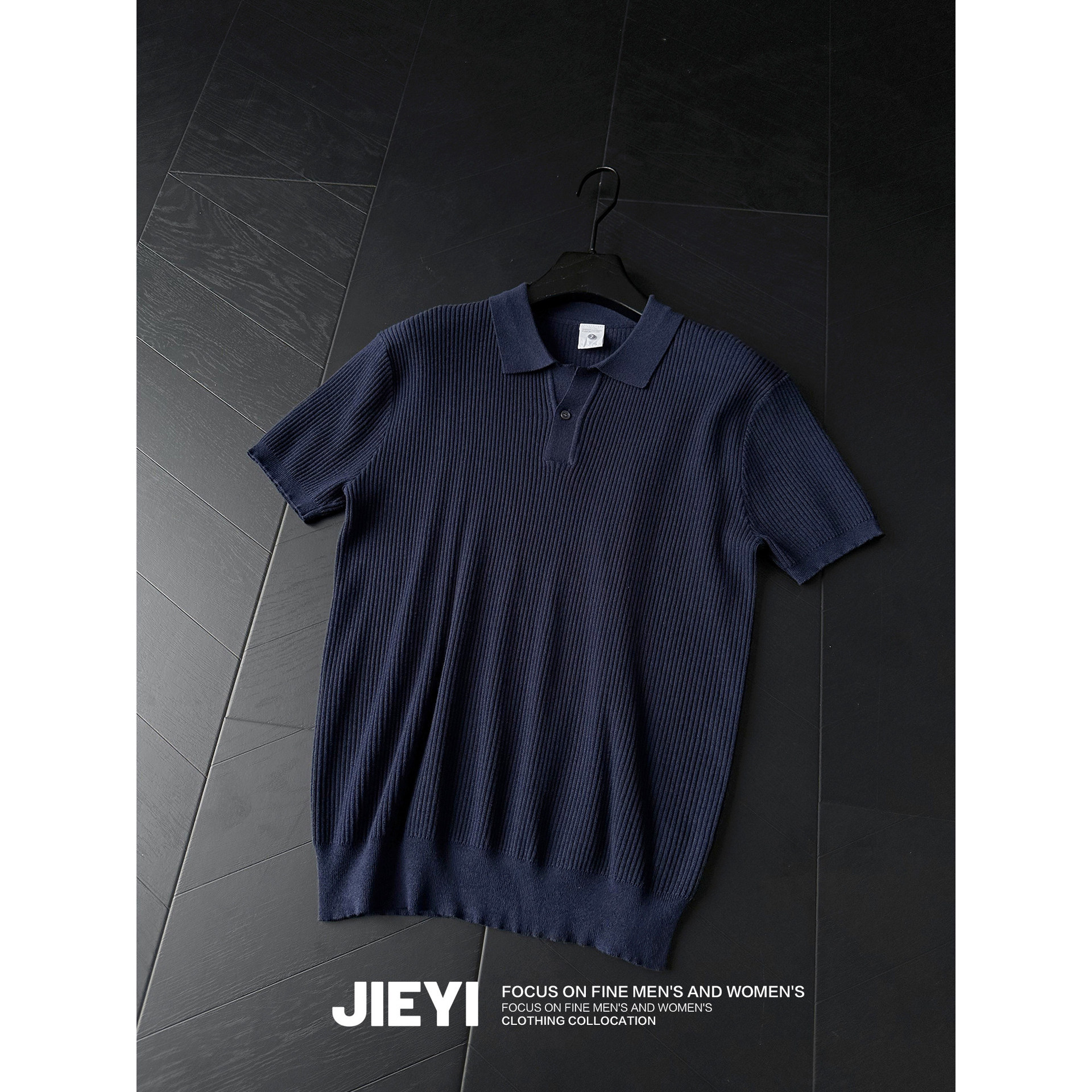 Polo camiseta de punto camiseta de manga corta camiseta de hombre cuello en V Paul rayas viejas líneas de negocios de verano fábrica transfronteriza mayorista image 11