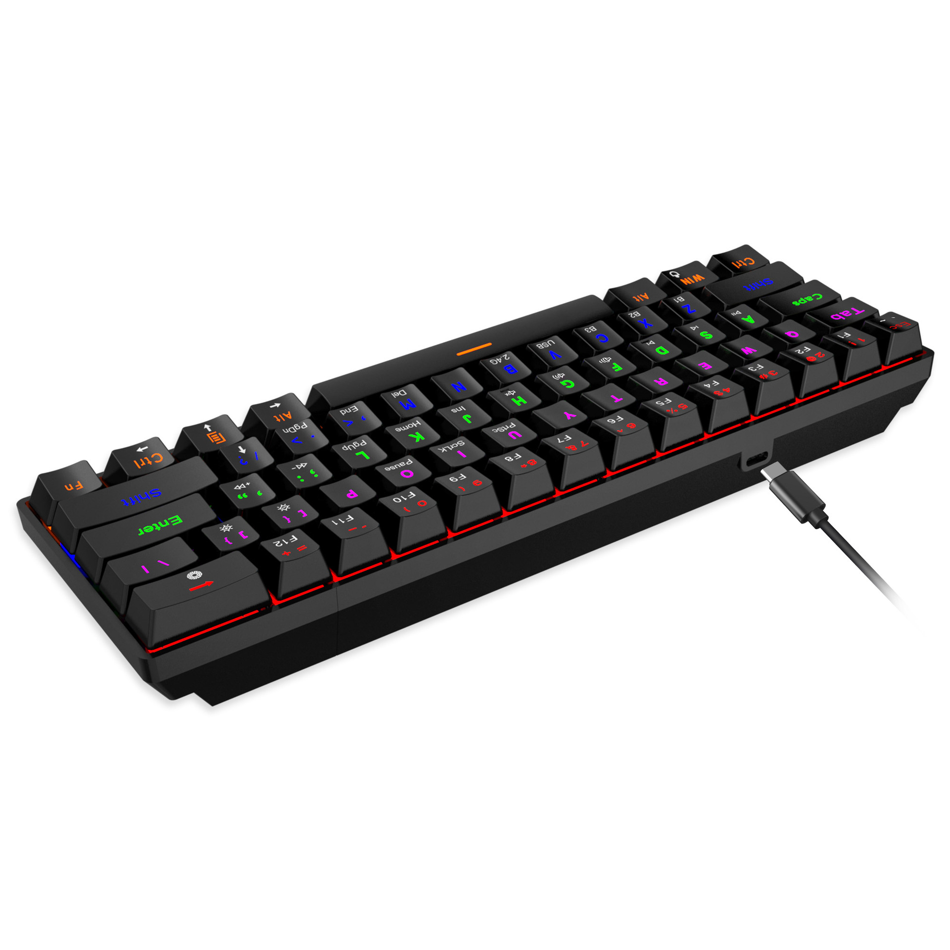 61 key the third mock examination RGB wired wireless Bluetooth mechanical keyboard Green axis game office ABS built-in_voghion.com